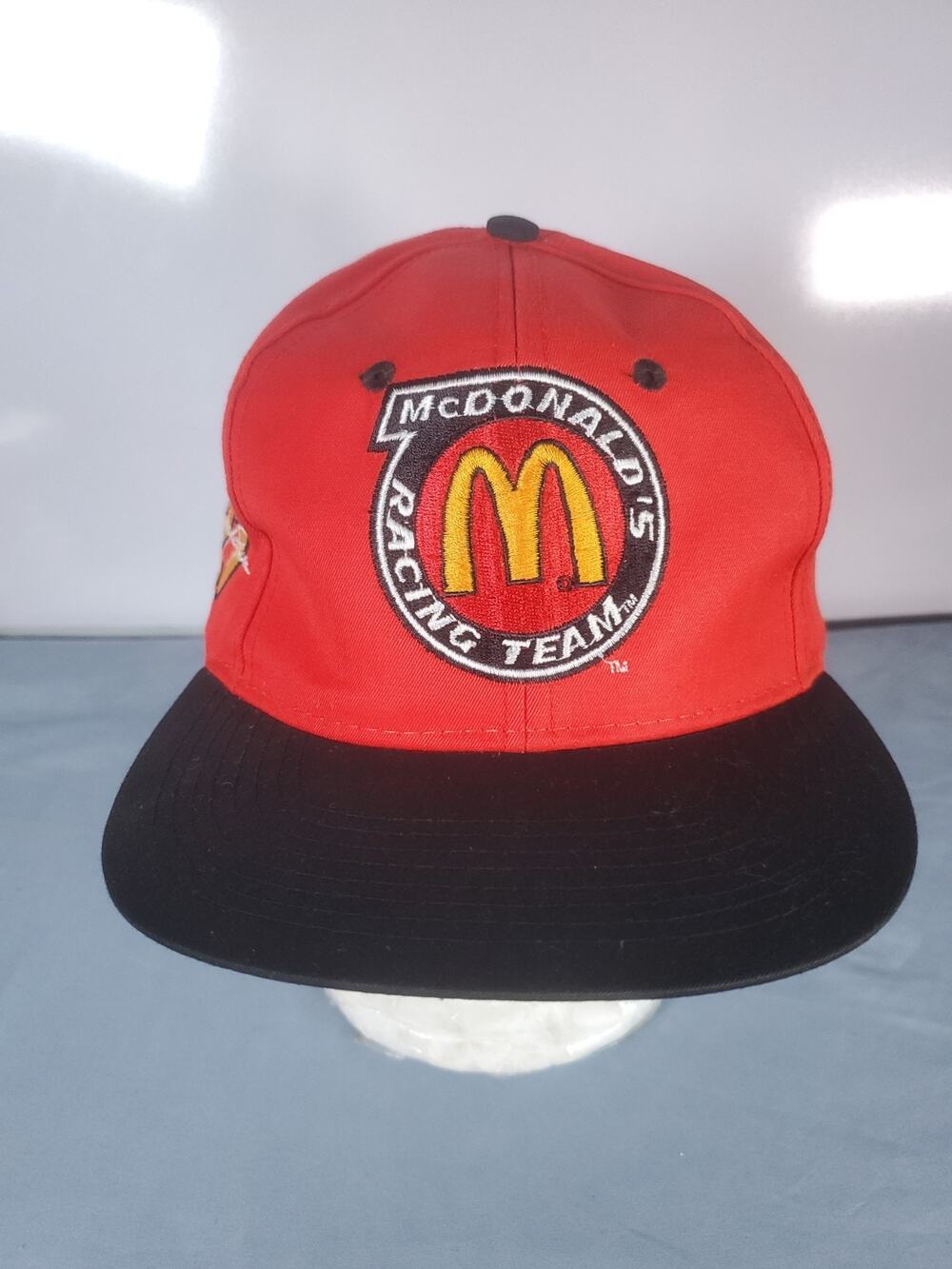 Vintage 90s McDonalds Racing Team Jimmy Spencer 27 Snapback Hat Red NASCAR Cap